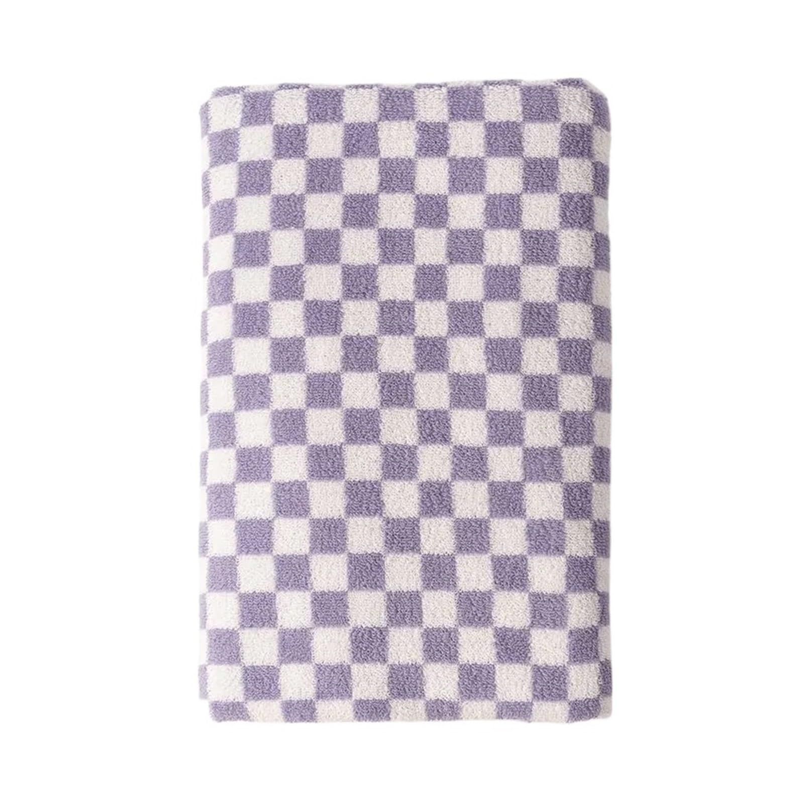 WSQHAO Vintage Plaid Bath Towel Checkerboard Hand Absorbent Face Bathroom Home Hotel Outdoor Comfortable for Shower(Color2)