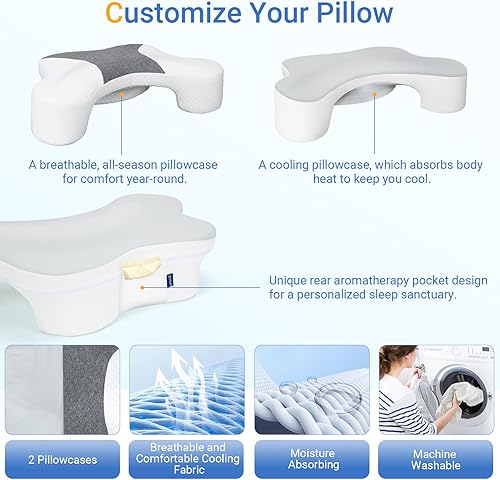 Miniatura 7 de Wattne - Almohadas para durmientes laterales con agujeros para brazos - Almohada de espuma viscoelástica para el hombro para durmientes laterales,