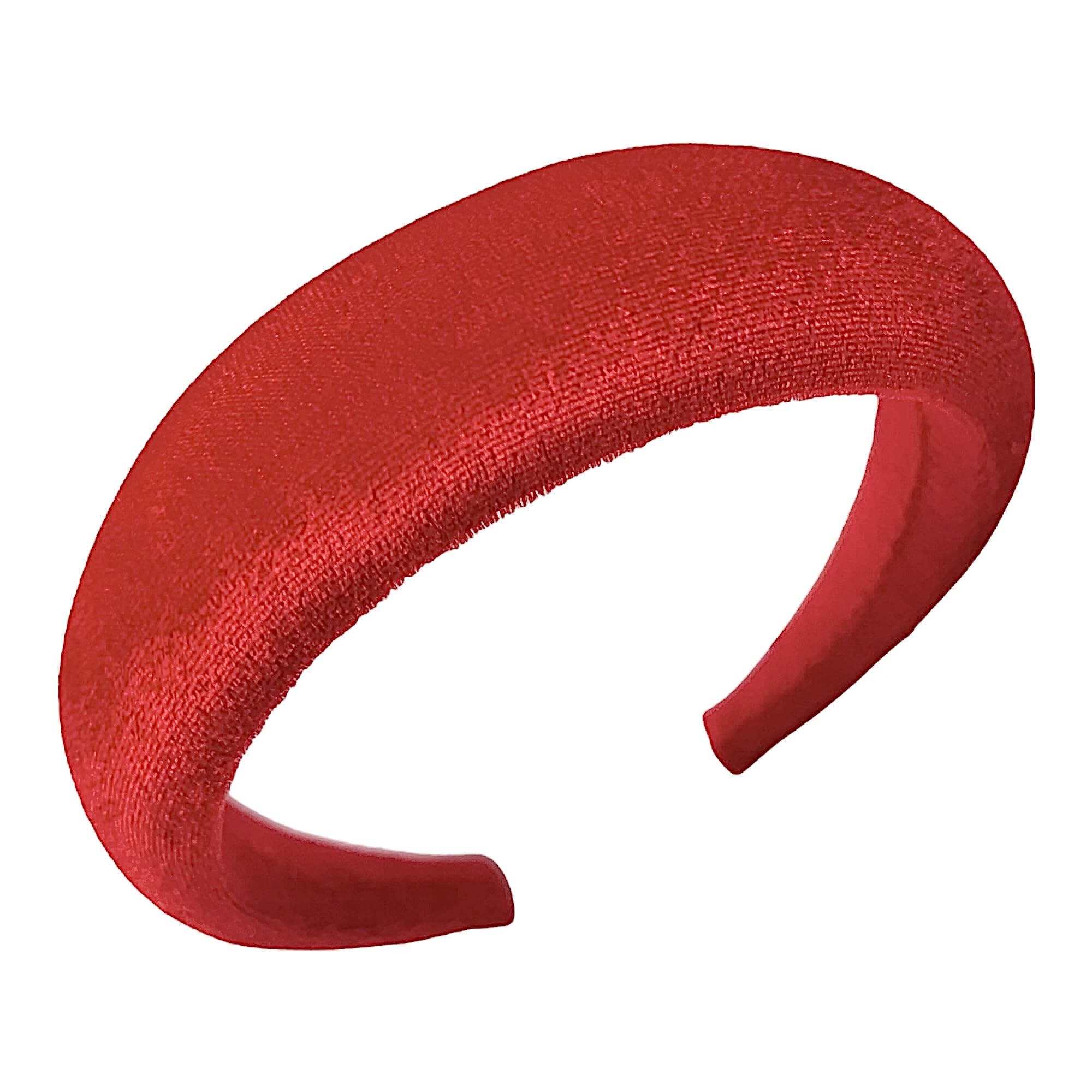 Leonyvie Velvet Padded Puffy Soft Headband, Bright Red Thick Headband (4 CM Wide) - Image 2 thumbnail