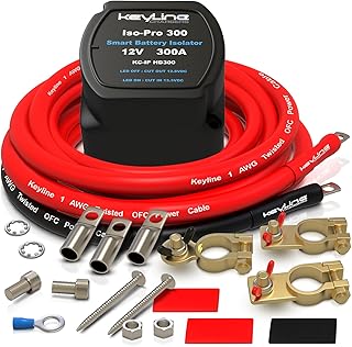 Dual Battery Isolator Kit Heavy Duty 300 AMP 1000 AMP Peak Voltage Sensitive Relay VSR for 12 Volt Systems - Works with All Batteries Types Including Lithium and LiFePO4