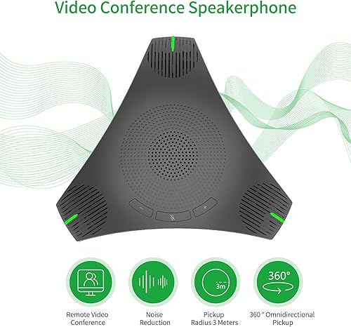 Miniatura 2 de Geevorks Micrófono de conferencia con altavoz USB micrófono omnidireccional para computadora recogida de voz de 360 con llave de silencio para