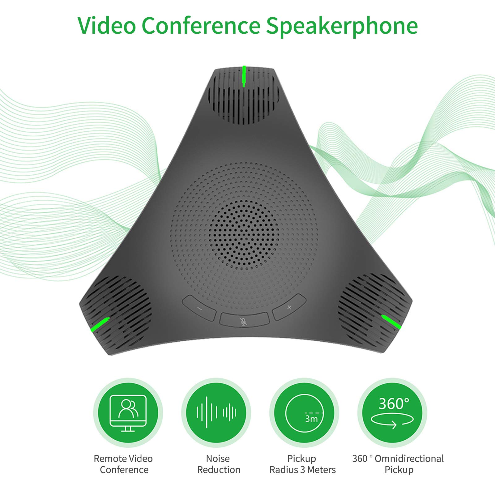 TFixol Głośnik USB, mikrofon konferencyjny, wielokierunkowy mikrofon komputerowy, odbiór głosu 360°, z klawiszem wyciszenia, do Skype/wideokonferencji, kursu online, transmisji na żywo, gier