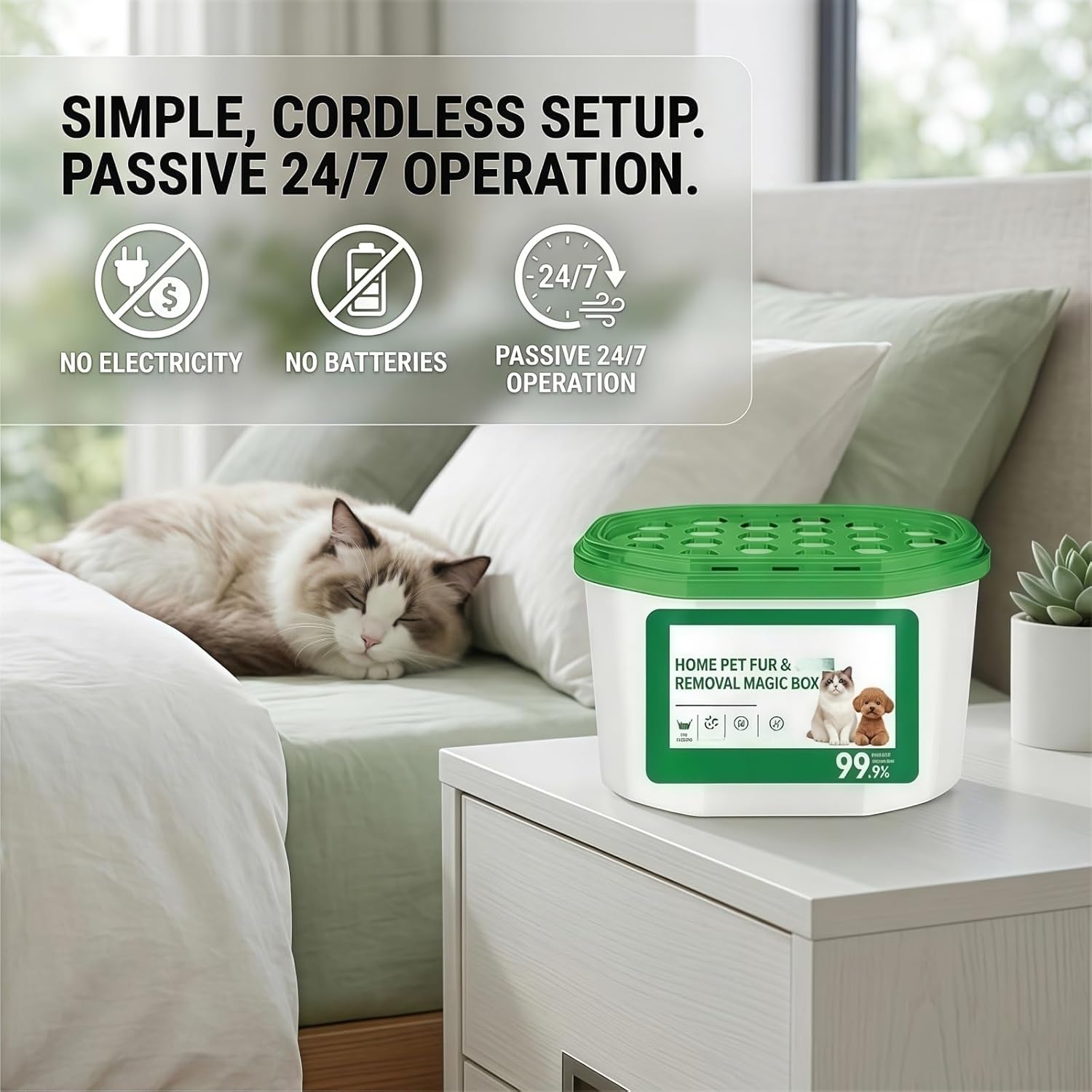 Home Pet Fur & Odor Removal Magic Box, 360° All-Around Coverage Automatic Dust Collector & Indoor Air Purification, Pet Hair Removal Magic Box for Living Room, Bedroom, Pets Areas (5pc)