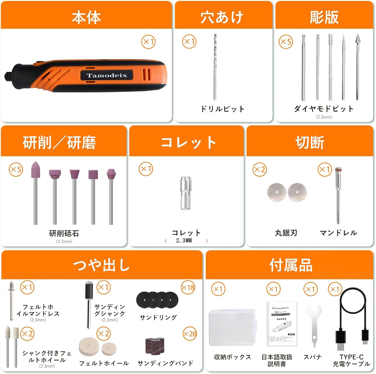 りゅーた。 Amazon | Tamodeix ミニルーター リューター USB-C充電式 4V 5段