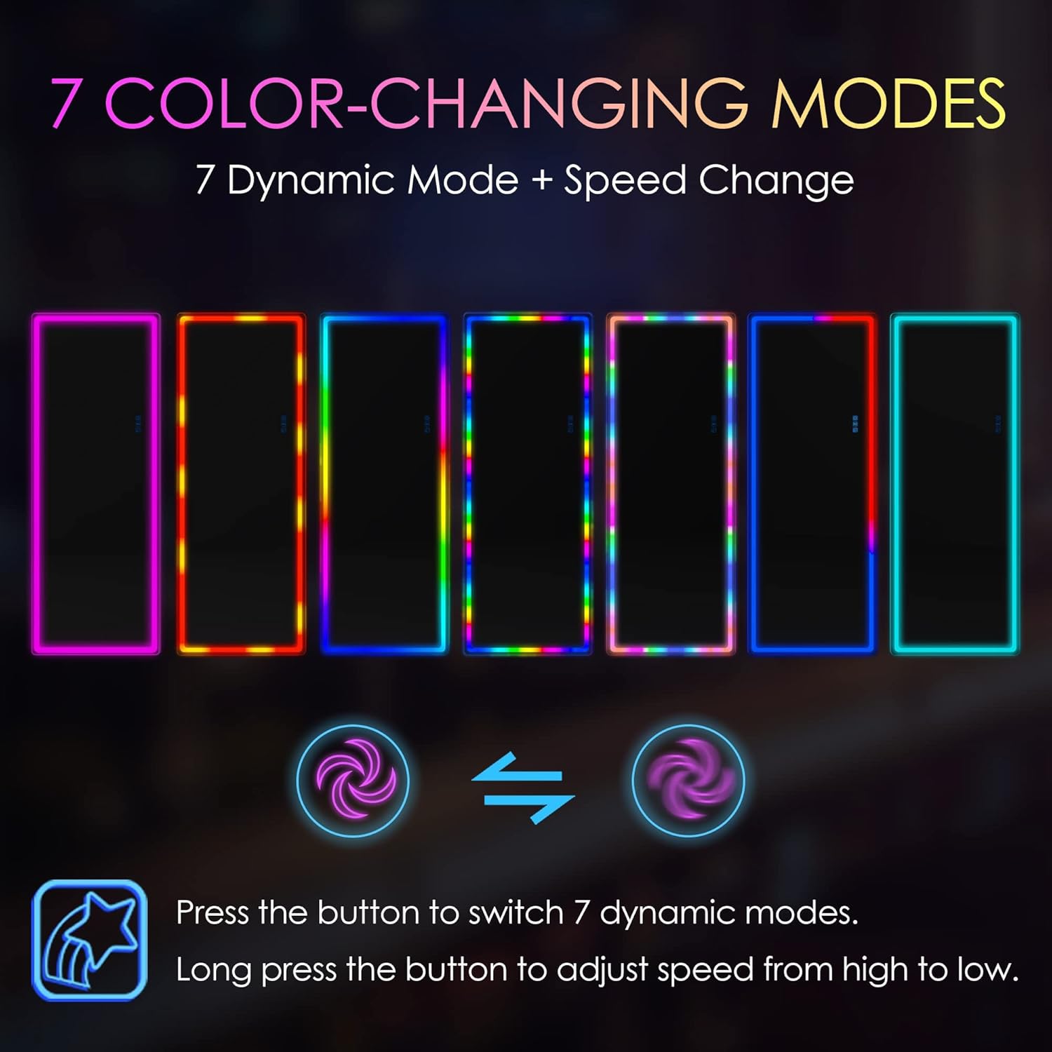 LVSOMT RGB LED Mirror, Full-Length Mirror with Lights, 63 X 22 Floor Mirror, Full Body Lighted Mirror, Free Standing x Wall Mounted Mirror, Large Full Size Stand up Mirror for Bedroom Living Room : Home & Kitchen