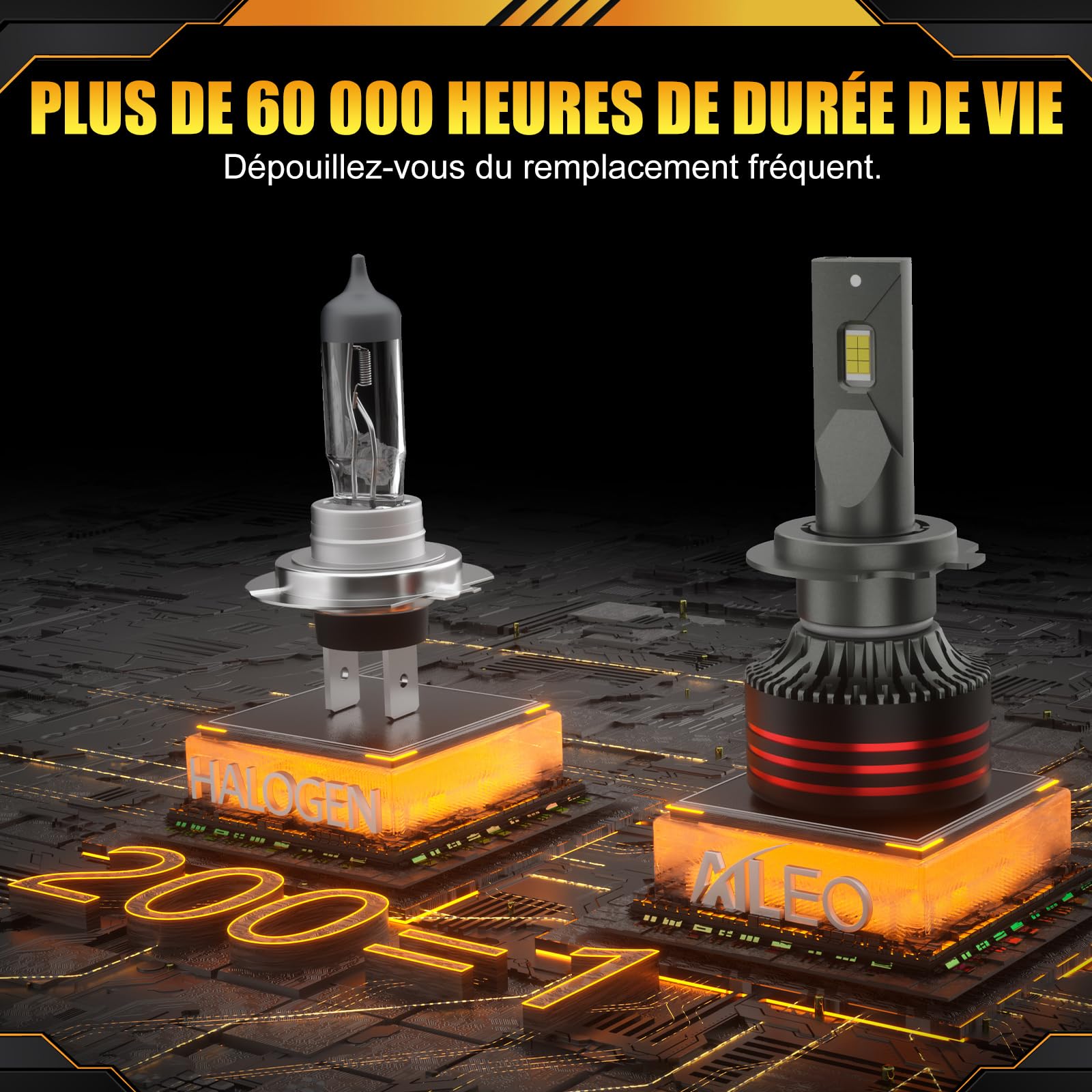 H7 Ampoule LED phare avant de Voiture, 240W 20000LM 6500K xenon blanc, +800% Plus Lumineux, Ultra Puissante, anti erreur, Homologué pour Véhicules route, Refroidissement Avancé(2 Lampe)