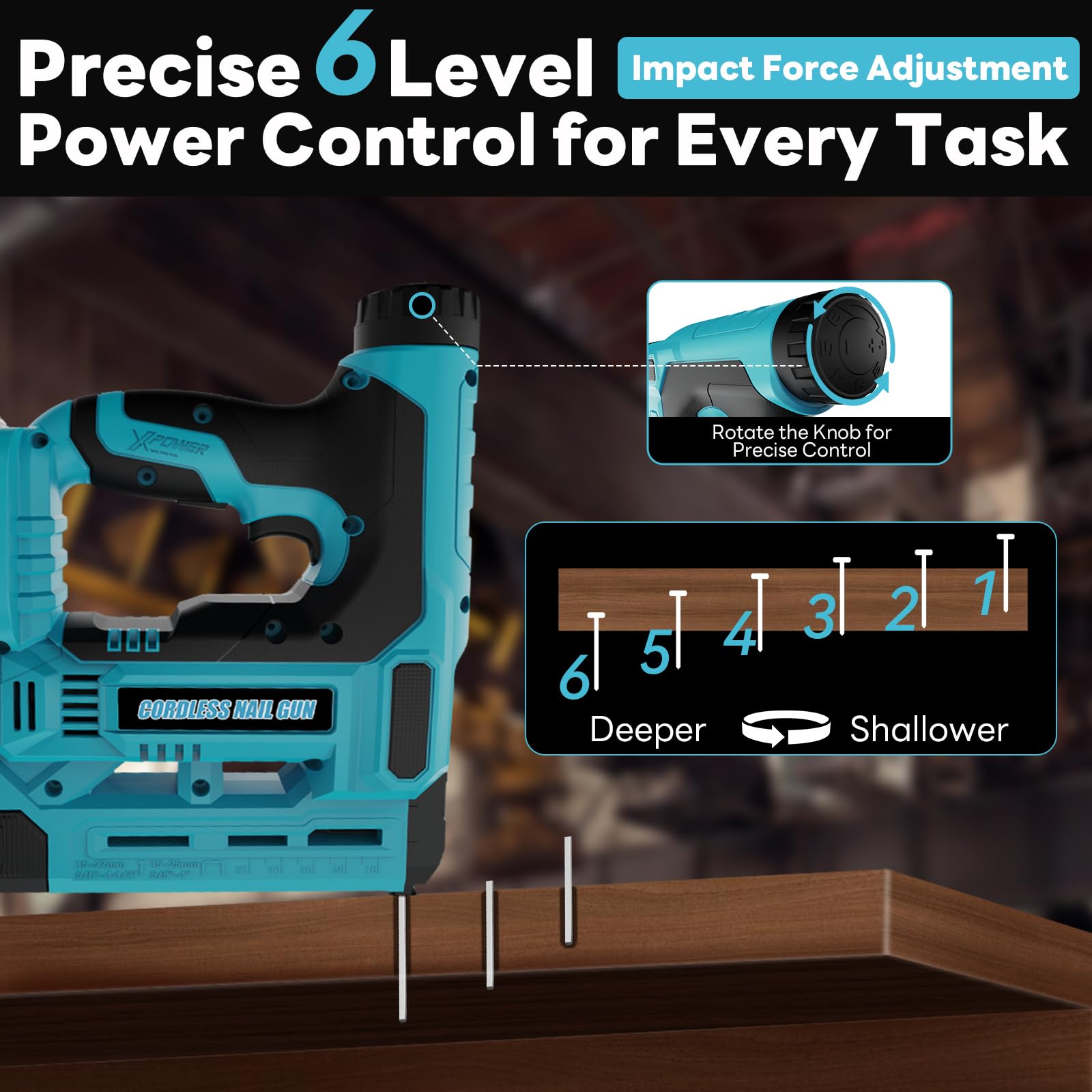 Yofuly Sparachiodi a Batteria Compatibile con batterie Makita 18v, 2026 Upgrade 18GA 2-IN-1 Pistola Sparachiodi Elettrica Profondità Regolabile, 1000Chiodi e Graffette per Lavori in Legno