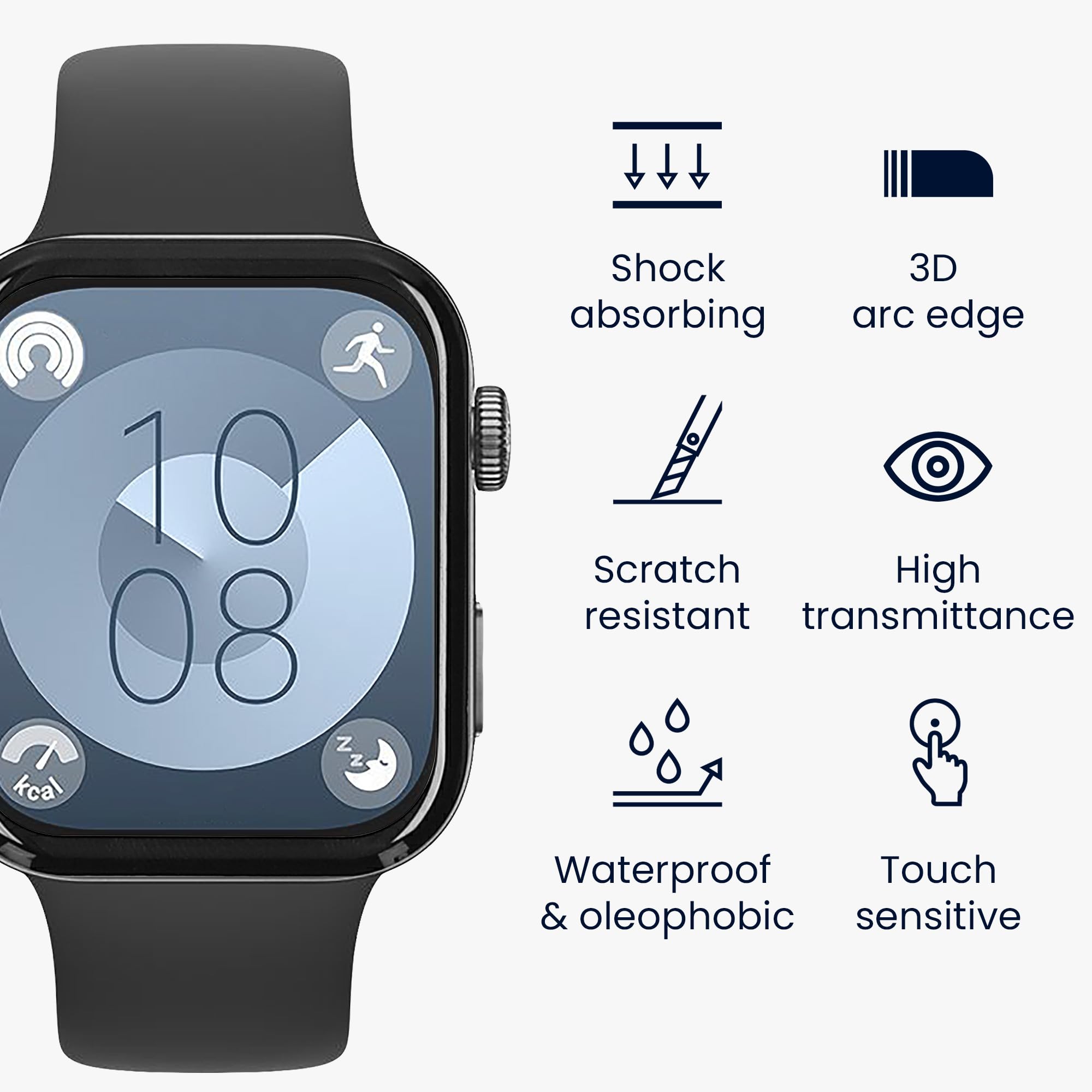 kwmobile Protective Film Compatible with Huawei Watch Fit 3 / Fit 4 Screen Protector - 2x Smart Watch Protector Anti-Fingerprint - Image 3