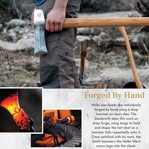 Miniatura 4 de 1844 Helko Werk Germany Hacha escandinava clásica, fabricada en Alemania para dividir madera y dividir rondas y leña resistente, hacha escandinava -