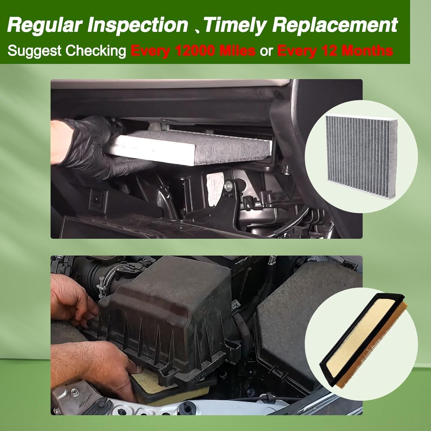 Engine Air Filter & Cabin Air Filter Compatible with Toyota Camry Corolla RAV4 Highlander Lexus UX200 ES300h RX350h Replace # 17801-77050, 87139-0E040