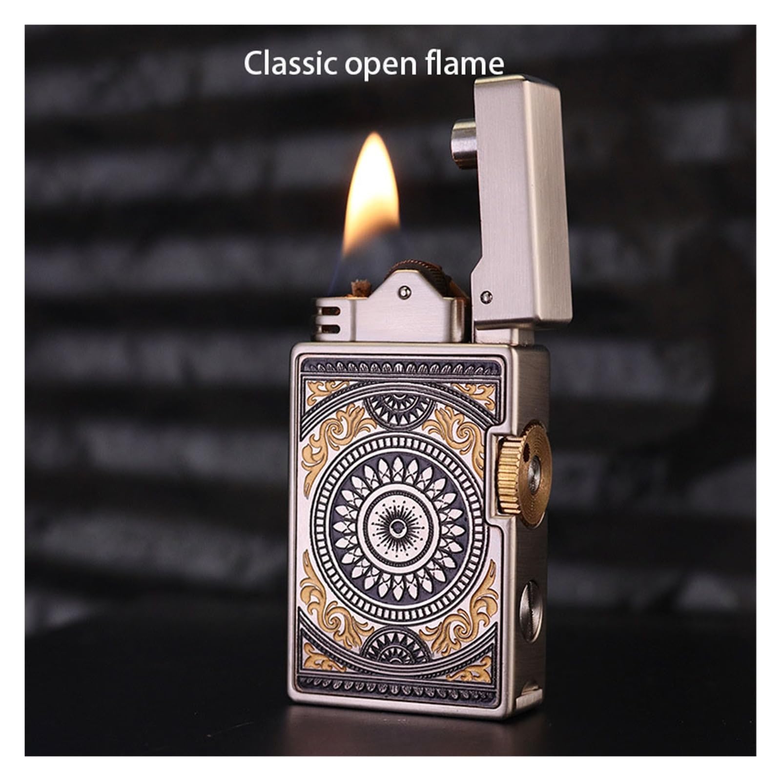 Encendedor mecánico de Kerosene Soft Fire, encendedor de metal recargable portátil, diseño de rueda abrasiva para hogueras, velas, colección y regalos