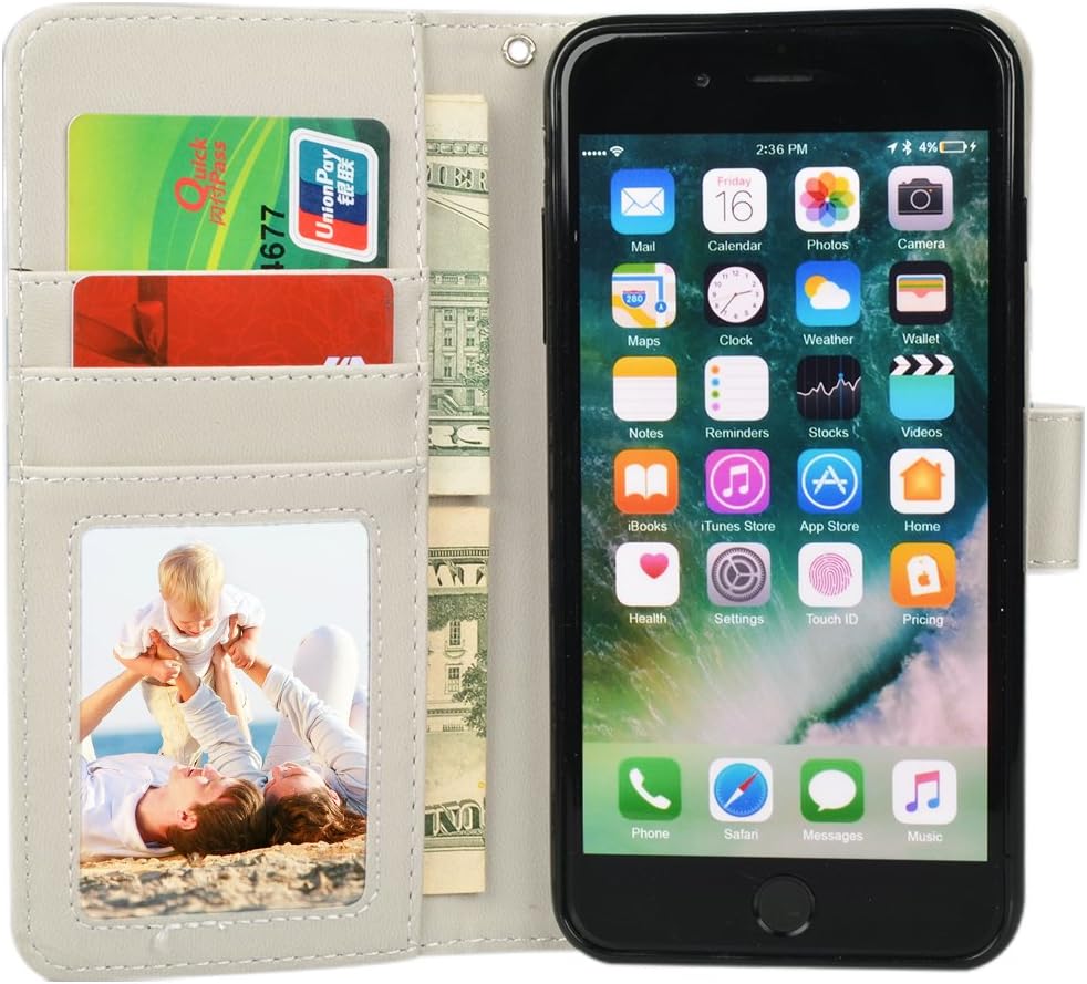 UrSpeedtekLive iPhone 7 Plus Case, iPhone 8 Plus Case, Wallet Case, Premium PU Leather Flip Case Cover with Card Slots & Kickstand for Apple iPhone 7 Plus (2016) / iPhone 8 Plus (2017) -Love Tree