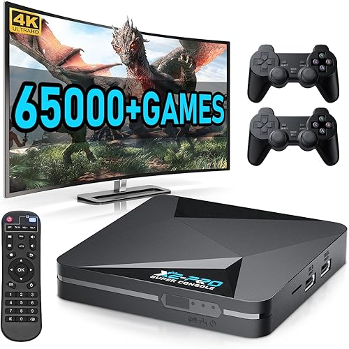 Kinhank Retro Game Console Super Console X2 Pro Built-in 65000+ Games, Video Game Console Android 9.0/Emuelec 4.6, S905X2 Chip, 4K UHD Output,2.4G/5G, BT 5.0