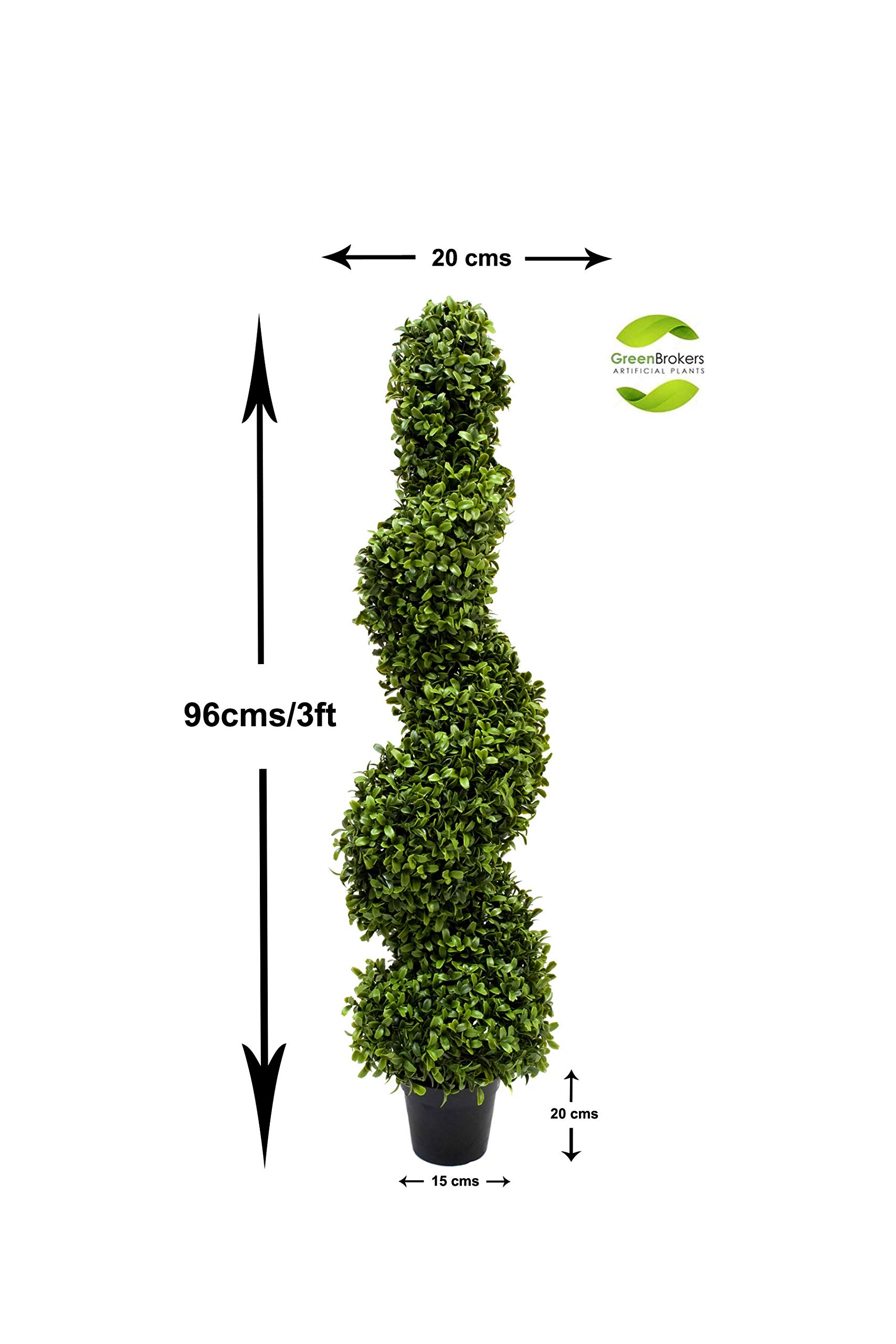 2 Alberi Di Bosso Artificiali A Spirale 1,2m - Piante Finto Per Esterno/Interno Con Vaso