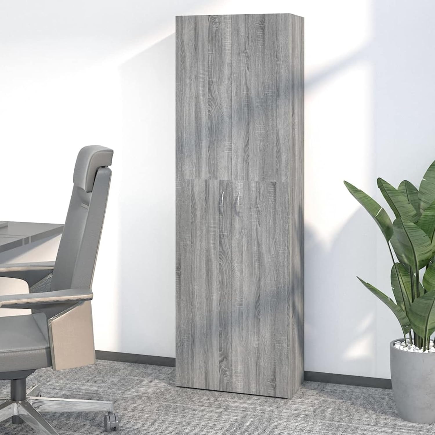 Vintage Letter Size A4 File Organization Unit with Lockable Office Storage Cabinet for Home & Office Mobile File Cabinet and Printer Stand 60x32x190 cm Engineered Wood Black (Grey Sonoma)