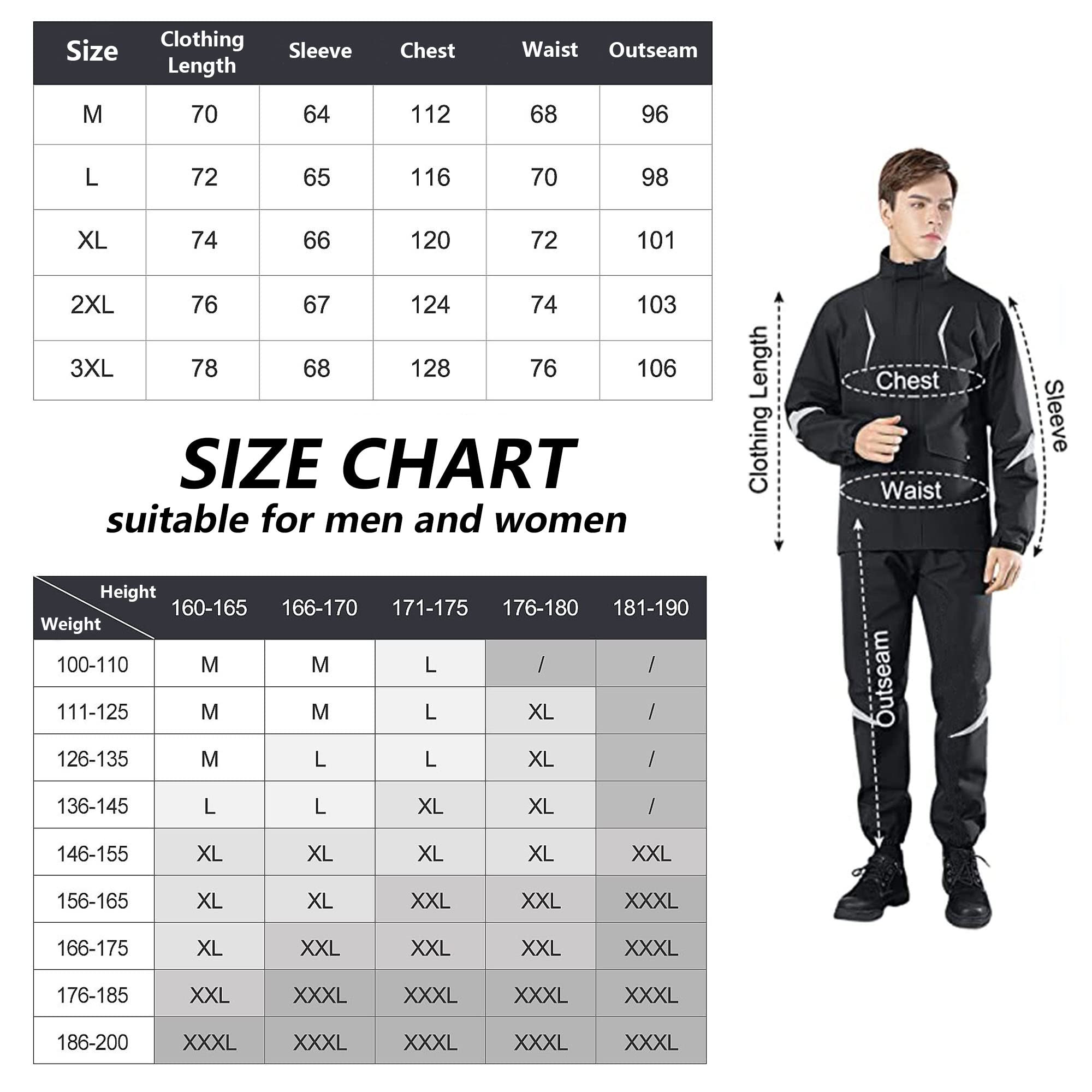 Manteau de Pluie Imperméable à Capuche Veste de Pluie Légère pour Homme/Femme, Veste + Pantalon, Combinaison de Pluie Respirante pour la Randonnée, la Pêche, Le Cyclisme, la Moto