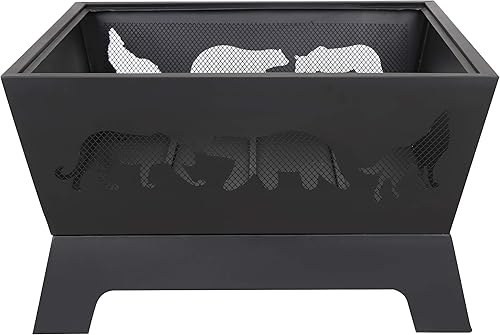 Miniatura 7 de HANGKAI Chimenea de leña extra profunda de 26 pulgadas, para patio trasero, jardín, chimenea con póker largo para fuego, tapa de malla, cubierta