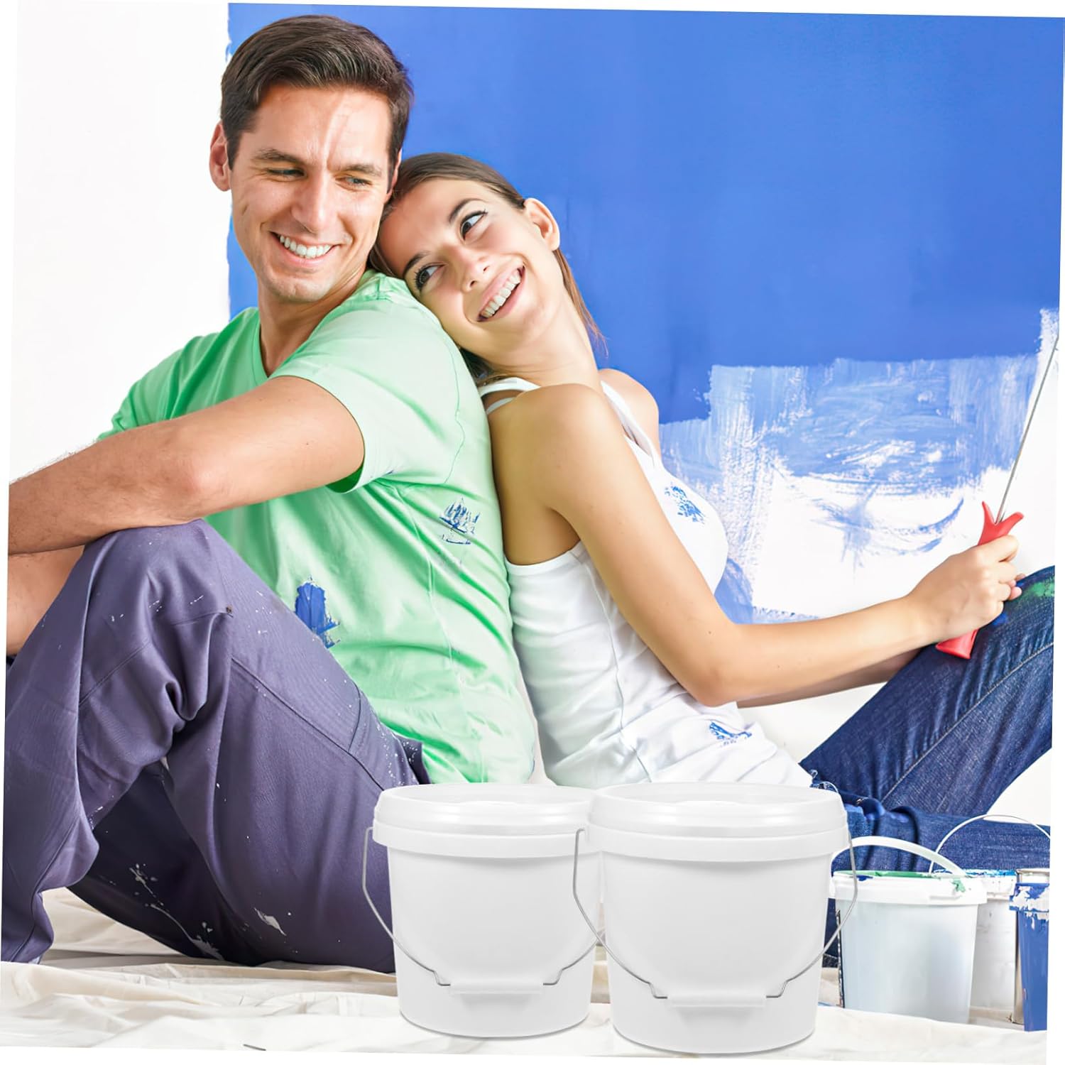 Empty Paint Bucket Airtight Storage Container with Handle for Paint and Multi-Purpose Use Hdpe Construction Convenient for Home and Craft Projects