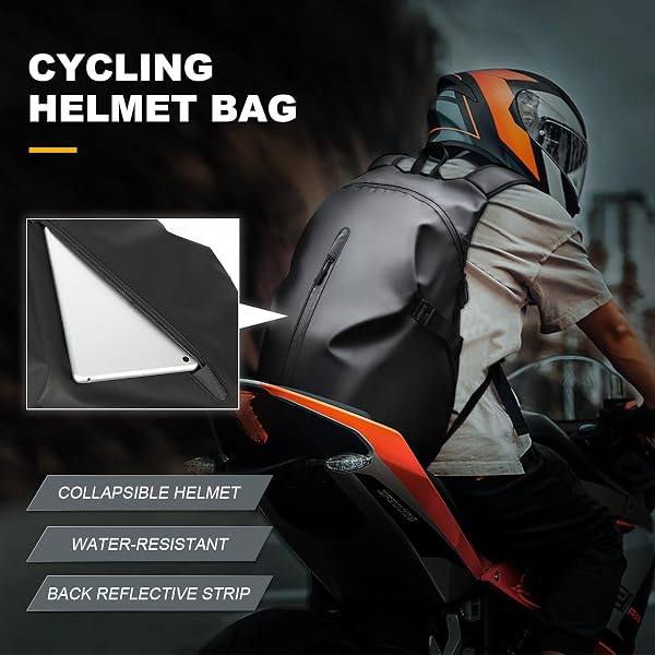 Zaino da moto da uomo, impermeabile, per casco da moto, con grande capacità, nero - 5