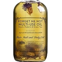 Vista 1 de Aceite multiusos para rostro, cuerpo y cabello, Forget Me Not, mezcla orgánica de albaricoque, vitamina E y aceite de almendras dulces hidratante