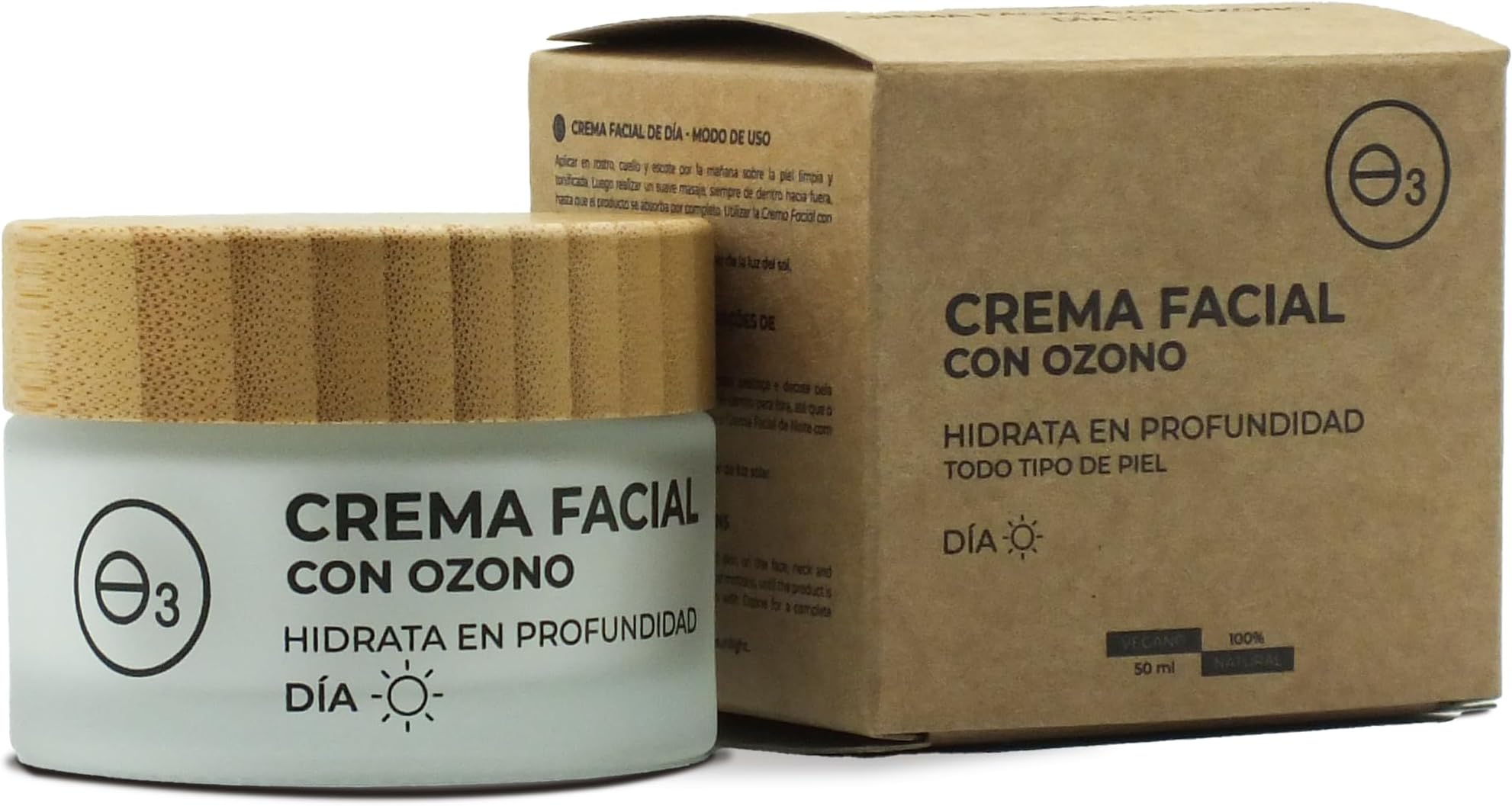 Face Moisturiser Day Cream for Sensitive Skin Hydrating Day Cream with Organic Ozonised Olive Oil Natural Moisturiser Face Care Vegan Cruelty Free Made in Spain 50 ml / 1.7 fl oz