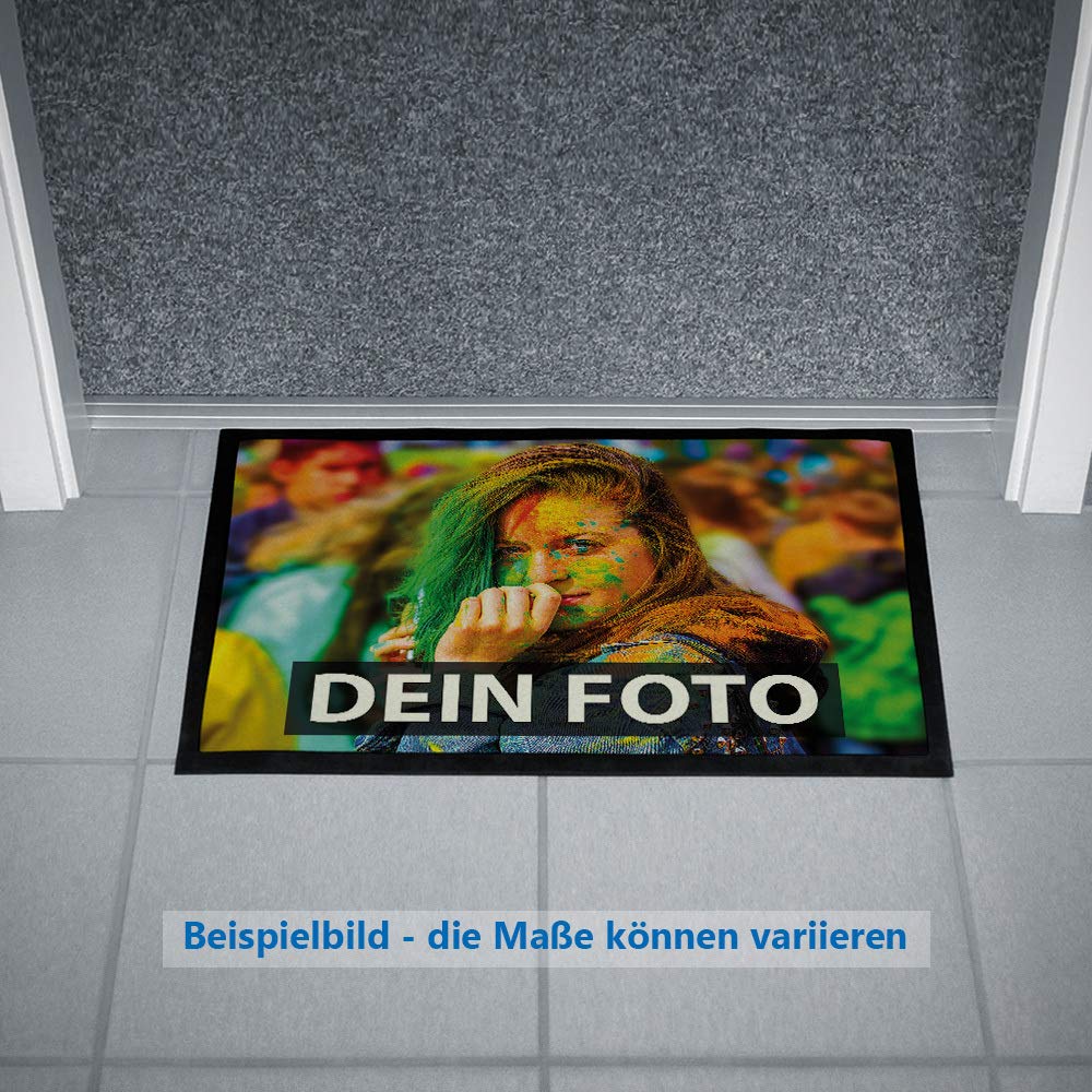 Tassendruck Fußmatte Bedrucken mit eigenem Foto - Verschiedene Größen bis 120 cm - Fußabtreter selbst gestalten - rutschfest, 120 x 80 cm mit Gummirand