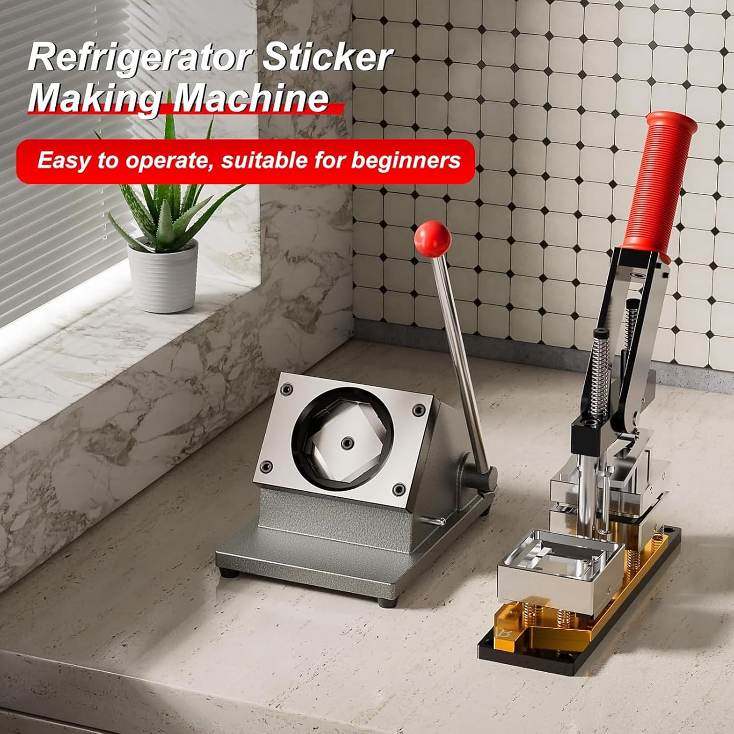 DIY Square Magnet Maker Machine Kit - Create Custom Fridge Magnets with Press, Paper Cutter & 200 Cardboard Sets - Ideal for Crafts & Gifts