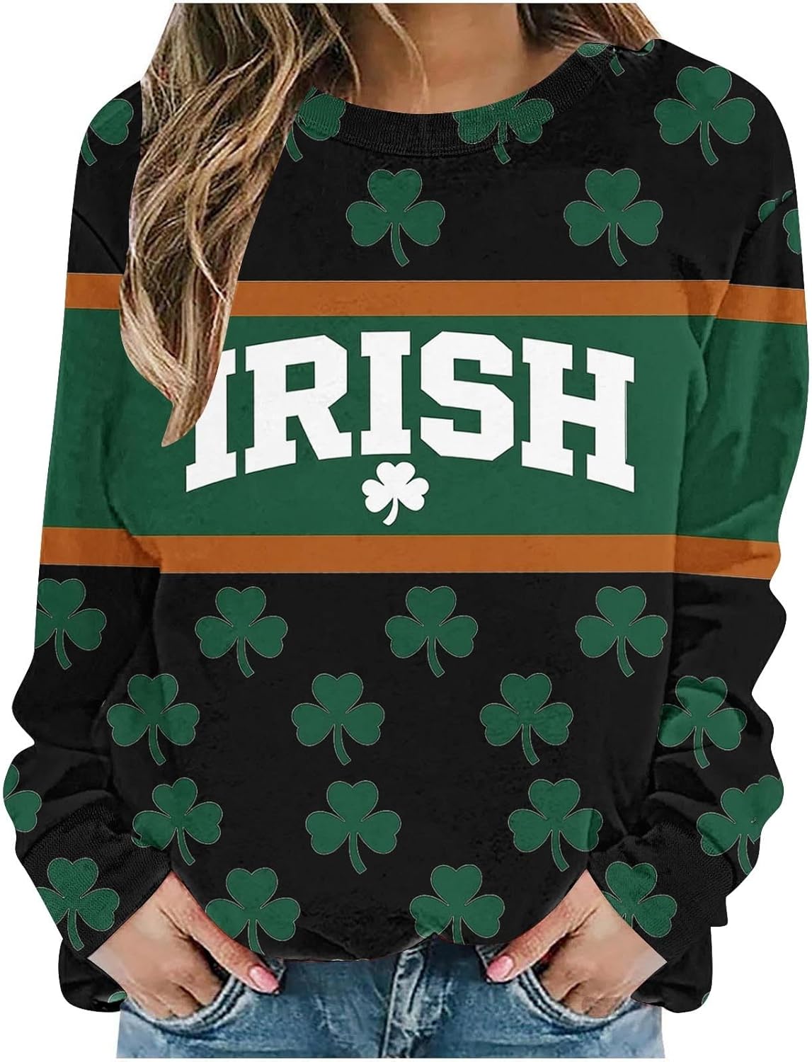 SMIDOW St. Patricks Day Shirts For Women Long Sleeve Crewneck Irish Sweatshirts Oversized Saint Patty's Pullover Tops - Image 7