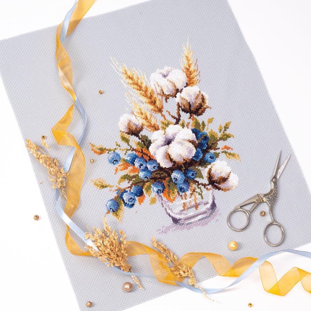 Wizardi Counted Cross-Stitch Kit Blooming Cotton and Blueberry 510-226 Magic Needle