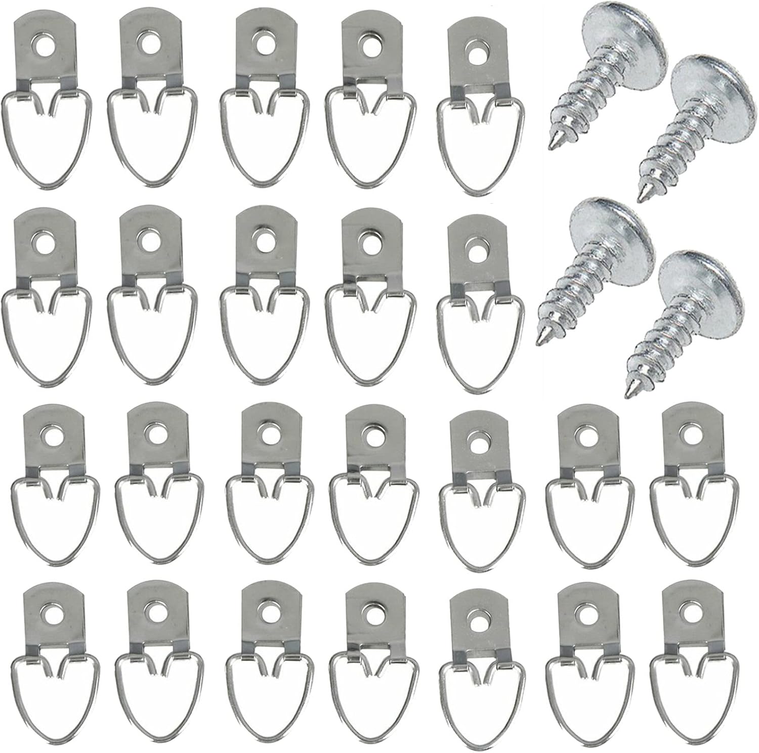 100 Pack DRing Picture Hangers with Screws Single Hole Picture Hanging