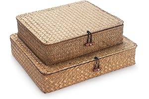 Decorative Seagrass Storage Basket Boxes for Shelves