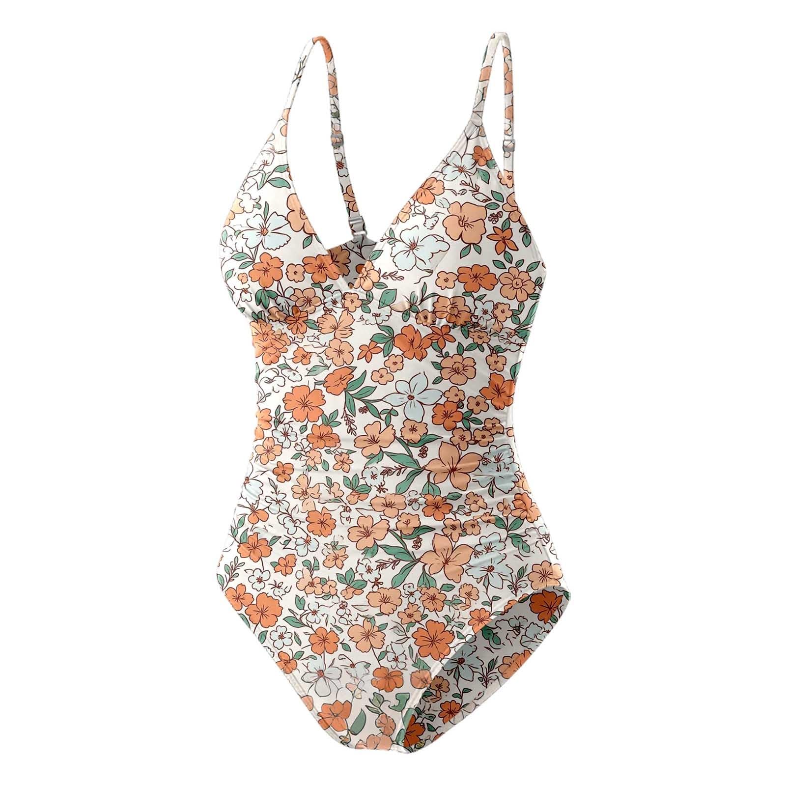Traje de baño de una Pieza con Control de Cintura Alta y Tirantes Ajustables con Cuello en V para la Playa