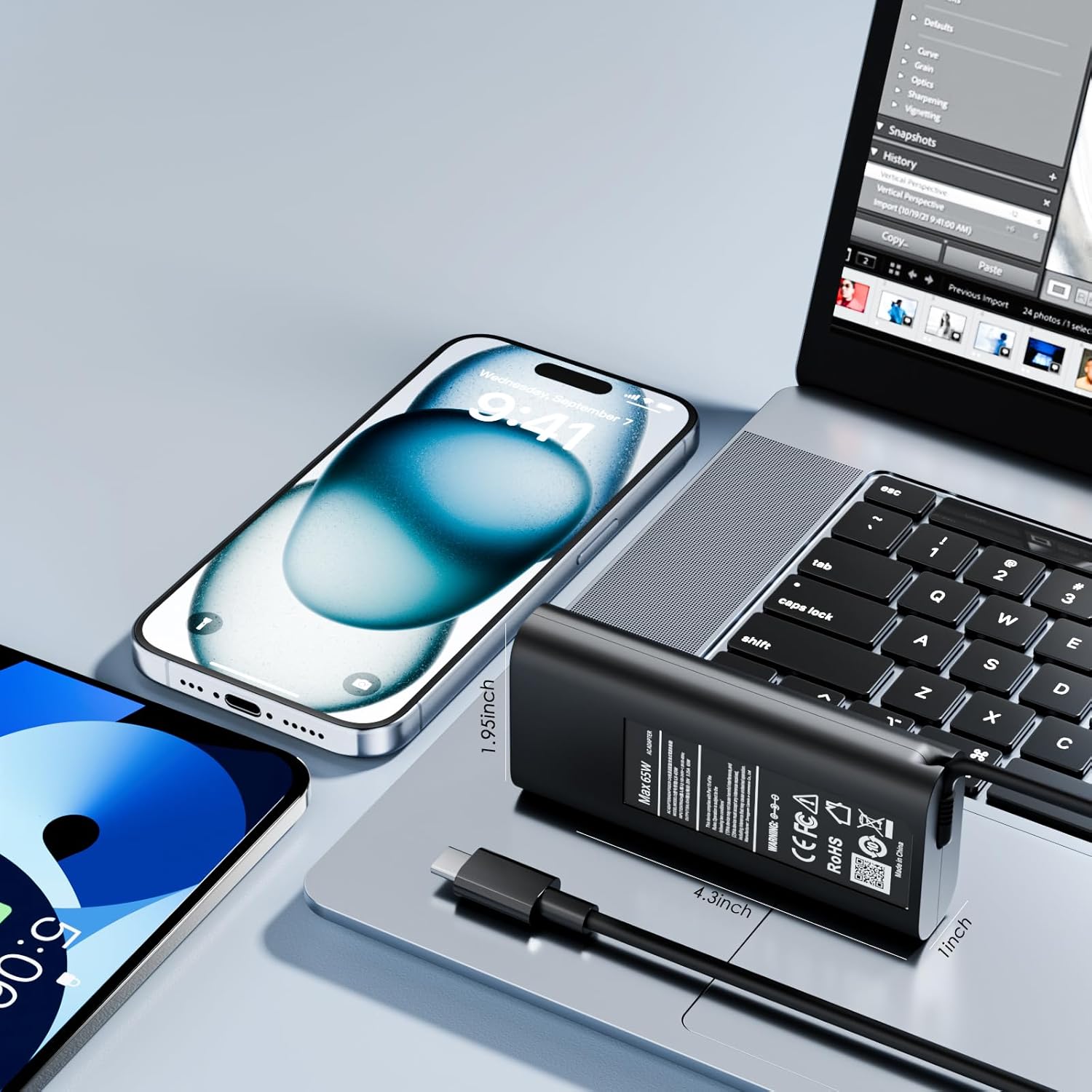 65W USB C Charger Compatible with Dell 14 16 Plus DB04250 DB04255 DB06250 DB16250 Pro 13 14 16 PB13250 PC14250 PC16250 PB16250 Type C Cord