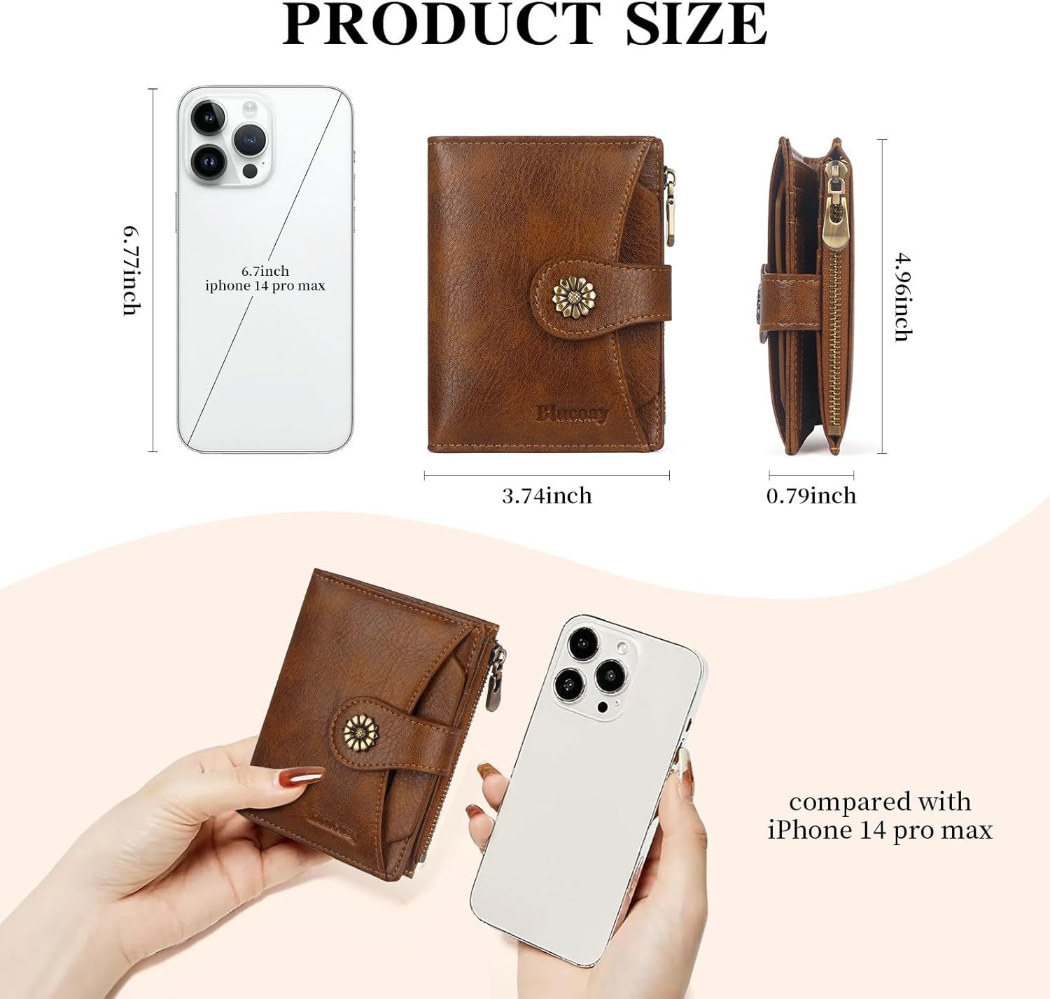 Womens Wallet,RFID Blocking Wallet Women,Soft Leather Bifold Small Wallets For Women Card Holder With Removable ID Window darkbrown - Image 4