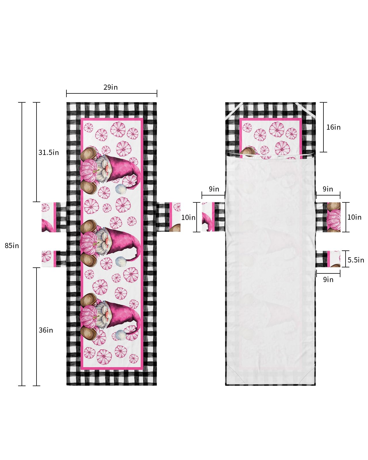 Funny Gnomes, Beach Lounge Chair Towel Cover, Soft Chaise Lounge Towel with Side Pockets Patio Pool Chairs Cover for Beach/Pool Sunbathing 29x85 Thanksgiving Fall Pink Autumn Pumpkin Plaid