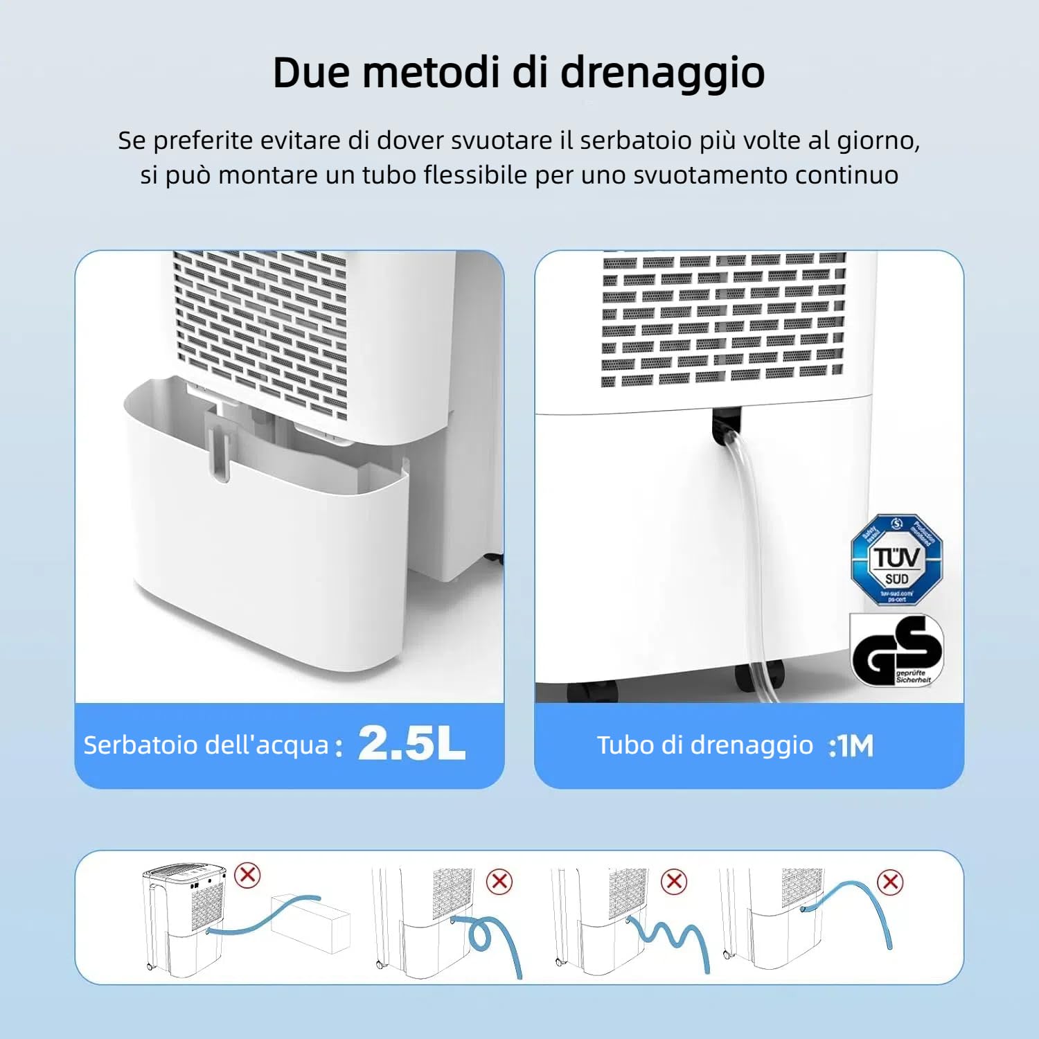 COLAZE Deumidificatore Casa Muffa 12 litri/giorno con Tanica Estraibile/Tubo di Drenaggio, Deumidificatore Portatile Piccolo per Casa, Silenzioso, Timer 24 Ore Integrato – adatto fino a 30 mq