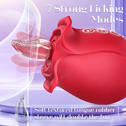 Miniatura 4 de Estimulador sexual de rosa para mujer vibrador de lamer la lengua del clítoris con 10 modos de vibración estimulador de punto G del clítoris del