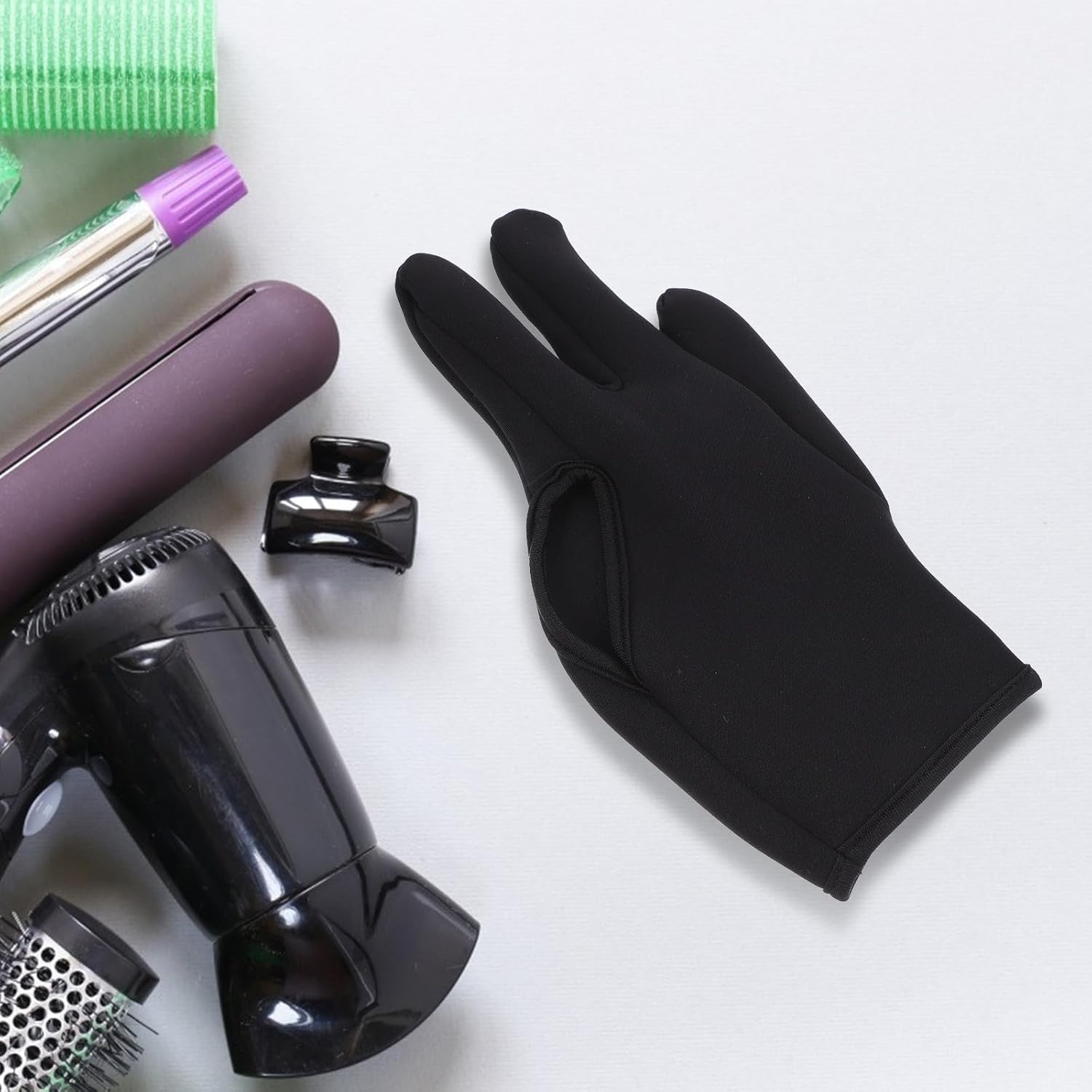 Vaguelly Heat Resistant Hair Curling Finger Gloves 4Pcs Three-Finger Mitts Protective Gloves for Hair Styling and Curling Iron Use