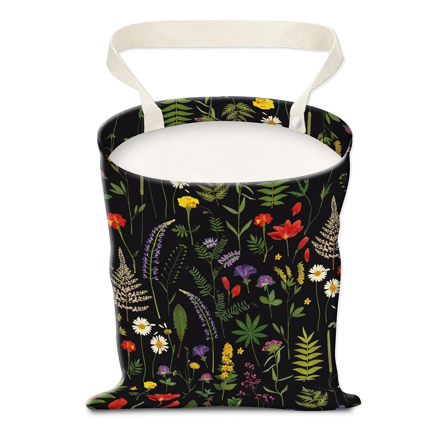 Car Trash Can, Hanging Garbage Bin for Men and Women, Cute Car Organizer and Storage Bag, Canvas Vehicle Trash Can Bag Easy-to-Install Cute Blue Floral