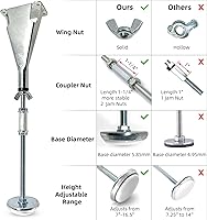 Vista 4 de 4 patas ajustables de soporte de listones centrales de cama, patas deslizantes para marco de cama, patas de soporte central para marco de cama