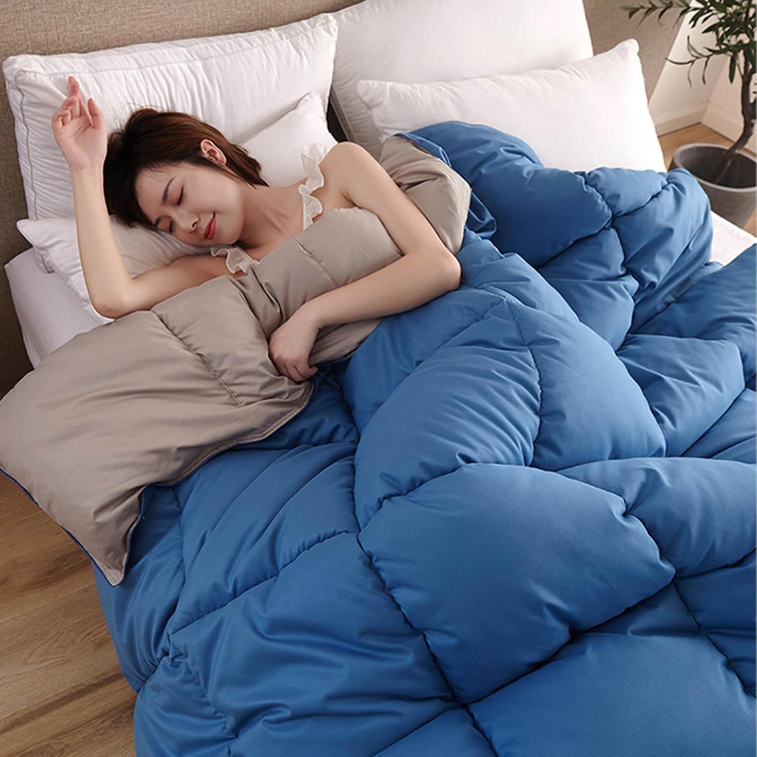 All Season Reversible Comforter,Luxurious Goose Down Comforter, All Season Feather Down Duvet Insert Noiseless Duvet Insert Warm Down Feathers Comforter 71x86in 2kg