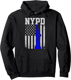 NYPD New York Police Department Statue Of Liberty Distressed Pullover Hoodie