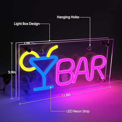 Miniatura 2 de Lamomo Decoración de bar, letrero de barra USB LED para escritorio, letrero de barra para el hogar, bar, boda, fiesta, cocina, Mancave Club, pub,