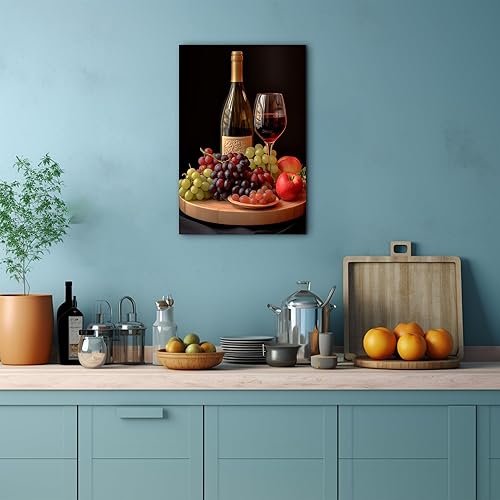 Miniatura 87 de Hzddty Lienzo decorativo para pared, diseño rústico de cocina, vino tinto y pan, cuadros de comida para decoración de pared, impresiones de pintura