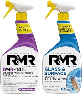RMR Defend & Detail Duo – RMR-141 EPA Registered Mold & Mildew Spray + Glass & Surface Cleaner/Repellent, 2-Step Clean & Protect System for Glass, Tile, Bathrooms, Surfaces, 2–32 Oz Bottles