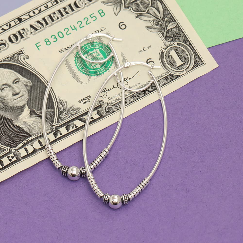 LeCalla 925 Sterling Silber große Ohrringe leichte antike Bali Hoops | zweifarbige oxidierte balinesische Ohrringe für Frauen