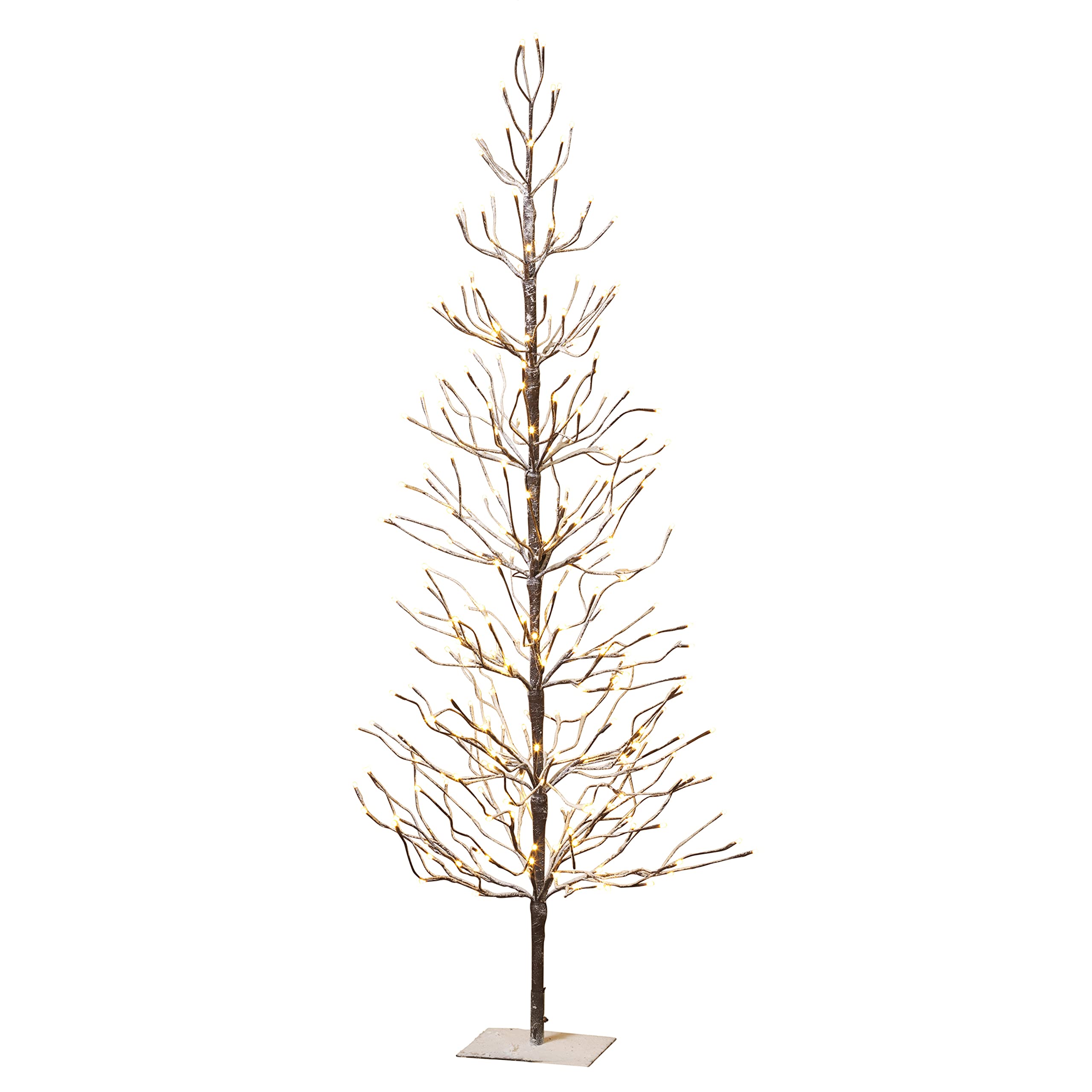 Tall Snowy Brown Pre Lit Tree with Warm White LEDs