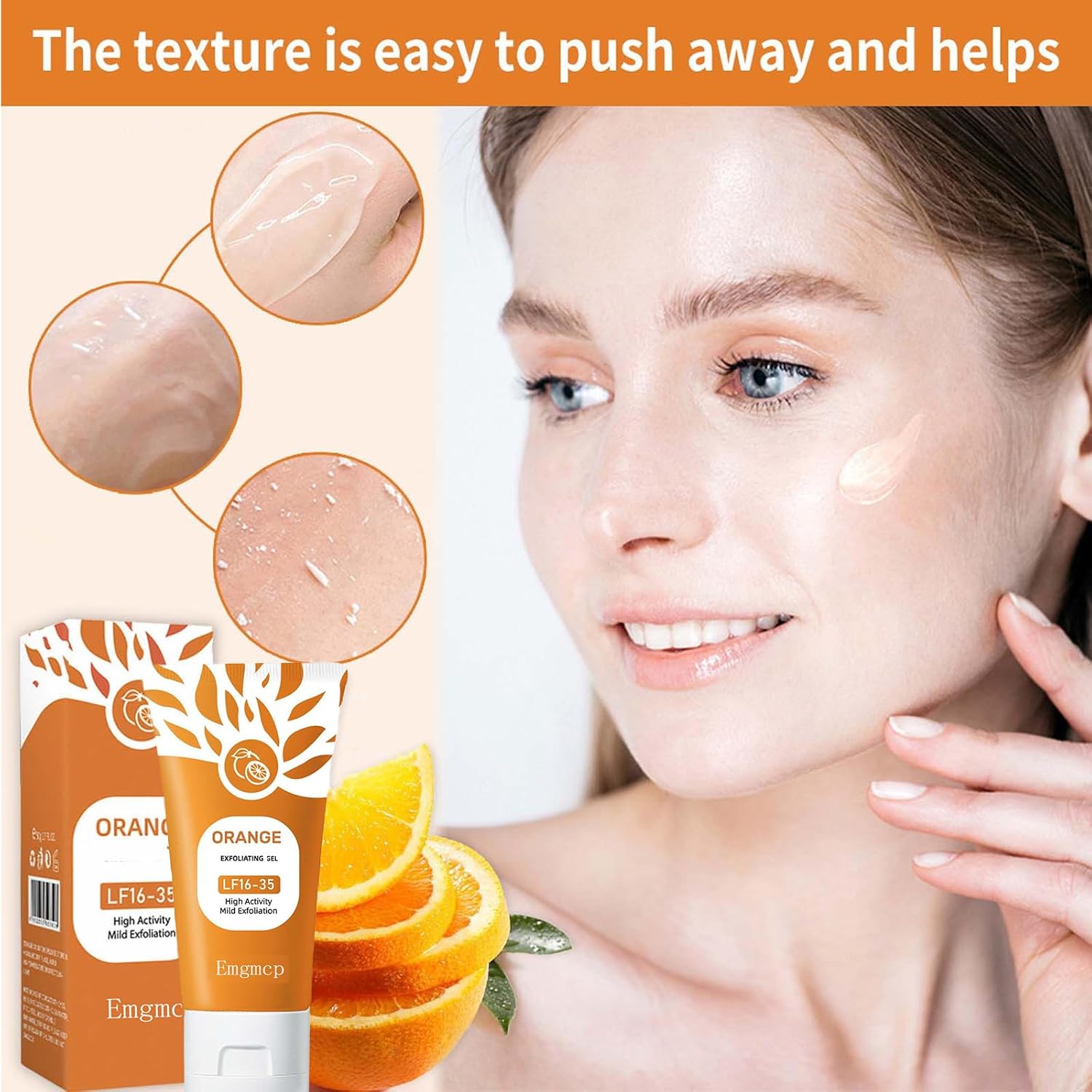 Orange Enzymes Exfoliating Gel for Face and Body, Deep Pore Cleansing & Tightening, Improve Blackhead, Moisturizing Scrub to Smooth Skin, Gentle for All Skin Types (2pc, 50ml)