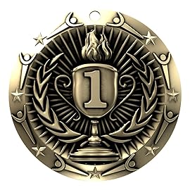 Decade Awards 1st Place Gold Medal - Large Medal | Olympic Award Medals with Stars & Stripes Neck Ribbon - Perfect for School Competitions, Kids, Students, Athletes & Scholars