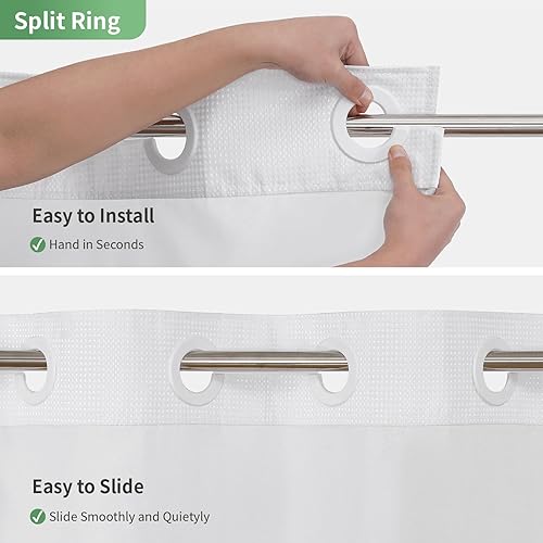 Miniatura 5 de Cortina de ducha sin gancho con forro de tela a presión, cortinas de ducha de tejido gofre para baño, juego de cortinas de baño de decoración de